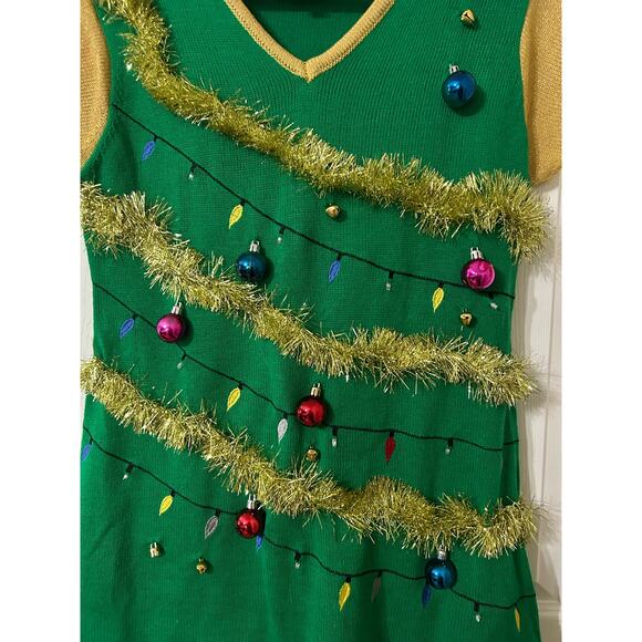 Tis the Season Holiday Sweater/Dress, adorned with holiday cheer, Size XL - Picture 2 of 8